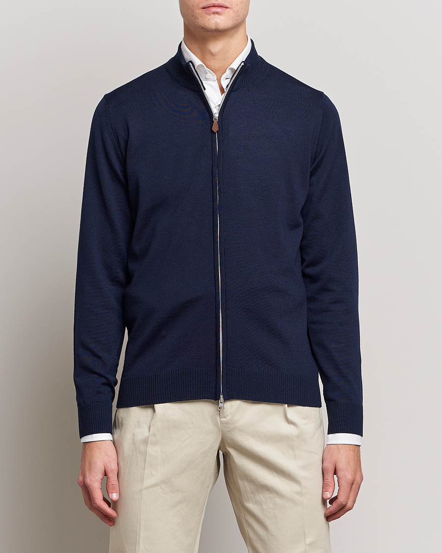 Uomini | Full-zip | Stenströms | Merino Full Zip Navy