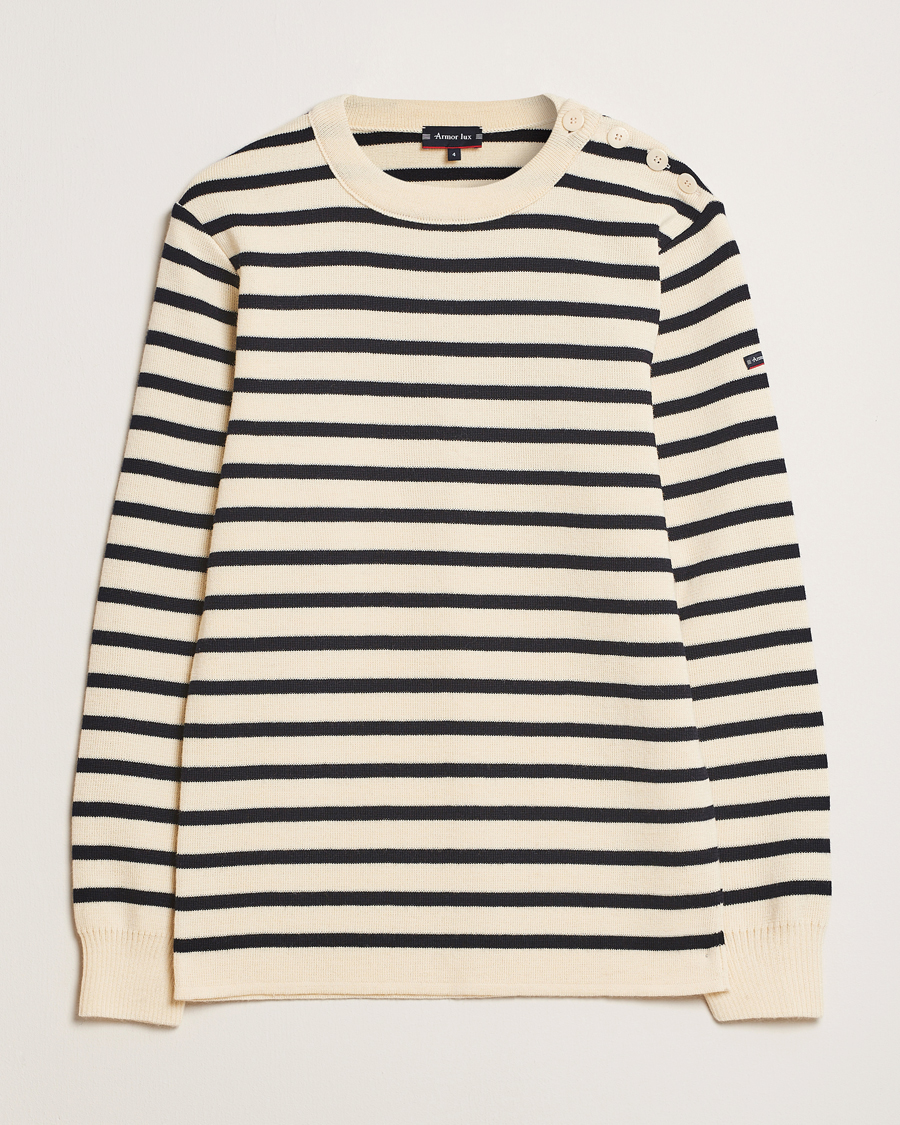 Uomini | Maglieria | Armor-lux | Fouesnant Classic Sweater Nature/Rich Navy
