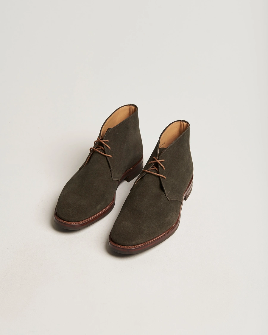 Uomini | Stivali da deserto | Crockett & Jones | Chiltern Dainite Chukka Boot Green Suede