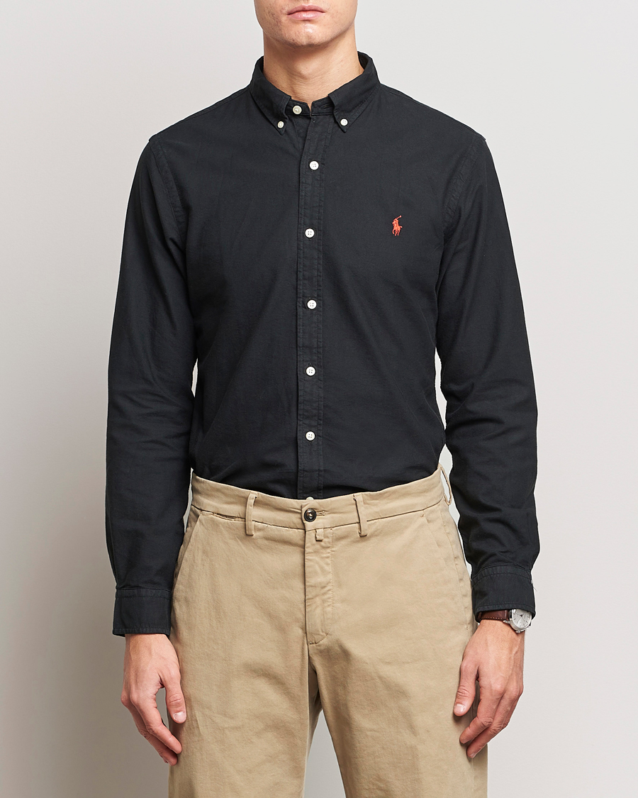 Uomini | Camicie oxford | Polo Ralph Lauren | Slim Fit Garment Dyed Oxford Shirt Polo Black