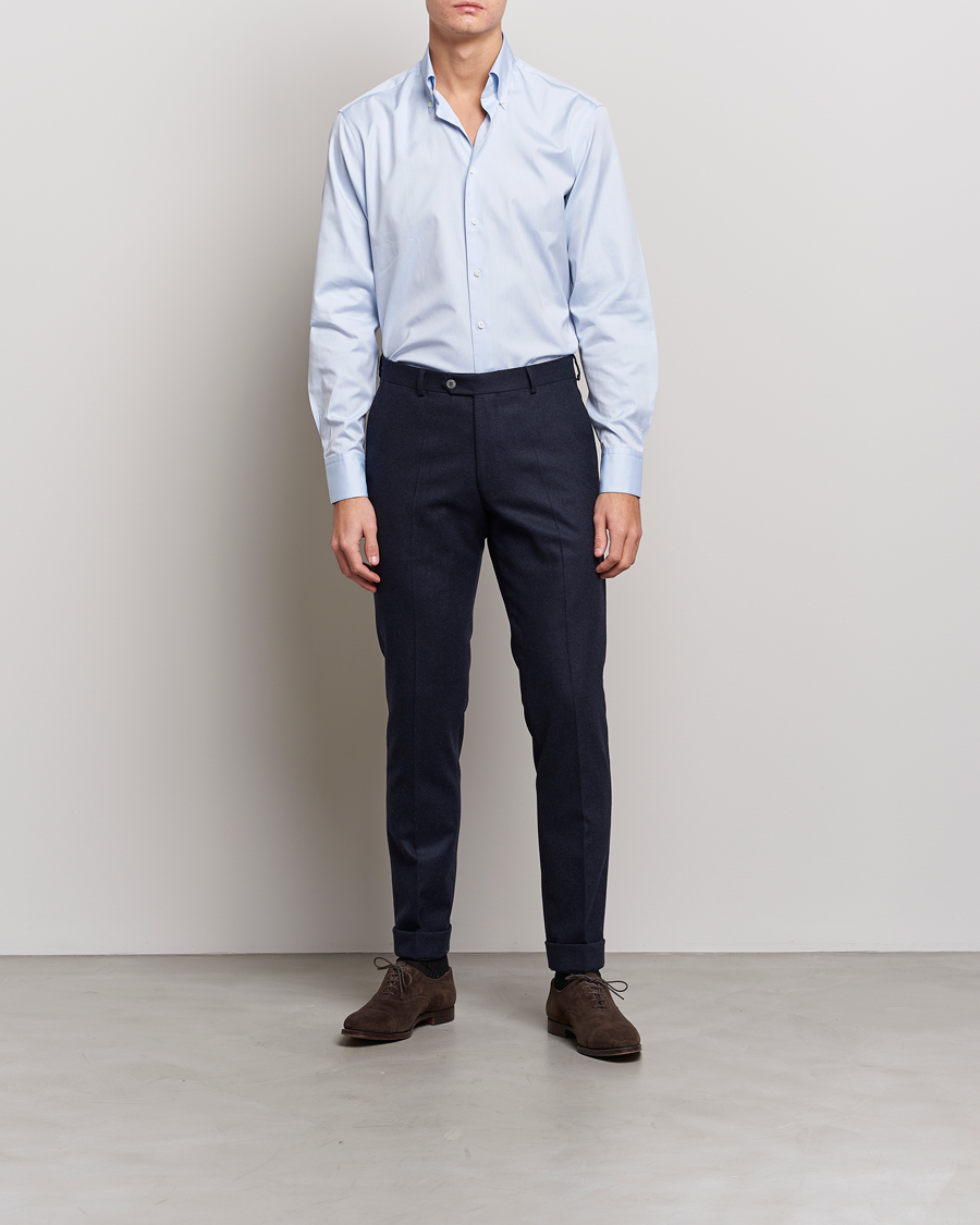 Uomini | Camicie | Stenströms | Fitted Body Button Down Shirt Light Blue