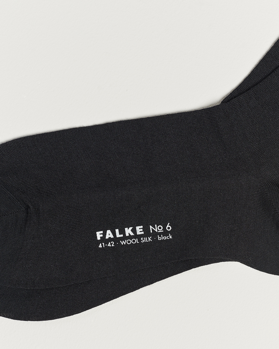 Uomini |  | Falke | No. 6 Finest Merino & Silk Socks Black