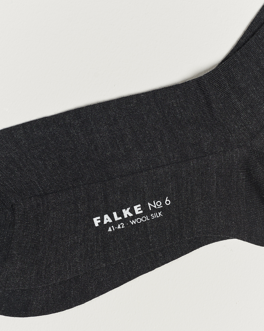 Uomini |  | Falke | No. 6 Finest Merino & Silk Socks Anthracite Melange