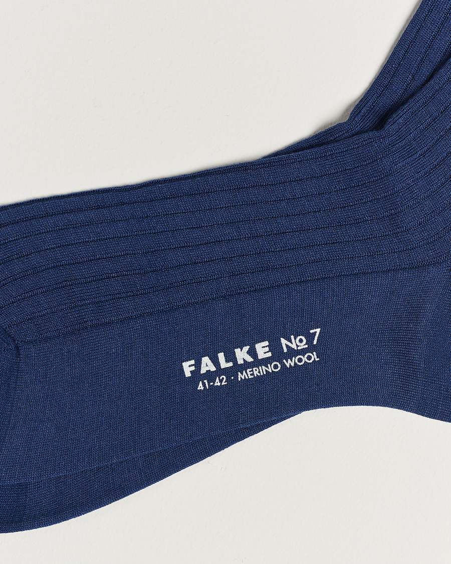 Uomini |  | Falke | No. 7 Finest Merino Ribbed Socks Royal Blue