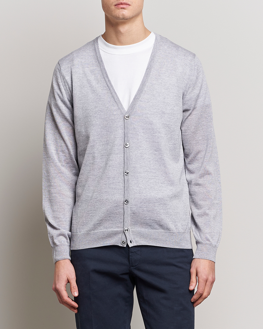 Uomini |  | Stenströms | Merino Zegna Knitted Cardigan Light Grey