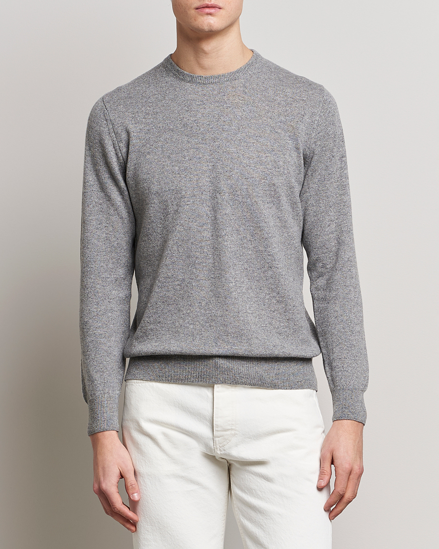 Uomini | Maglieria | Piacenza Cashmere | Cashmere Crew Neck Sweater Light Grey