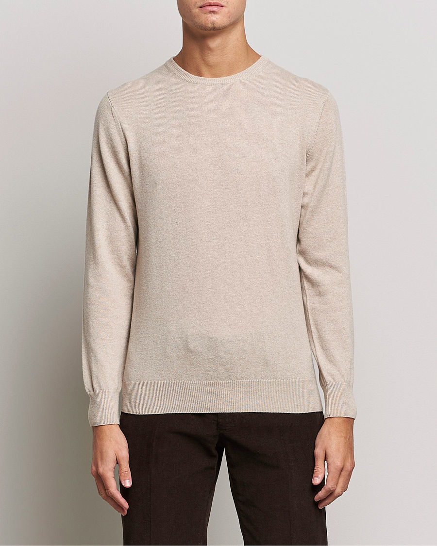 Uomini | Maglioni di cashmere | Piacenza Cashmere | Cashmere Crew Neck Sweater Beige