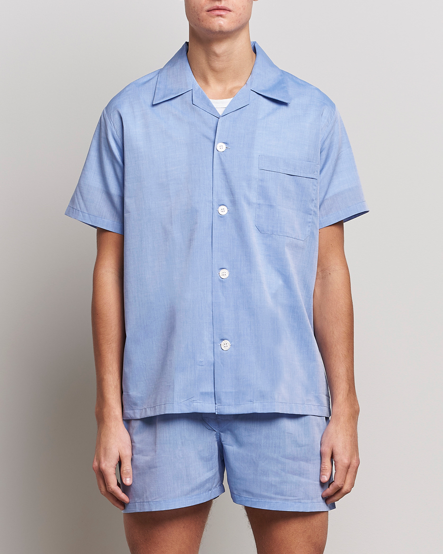 Uomini | Derek Rose | Derek Rose | Shortie Cotton Pyjama Set Blue