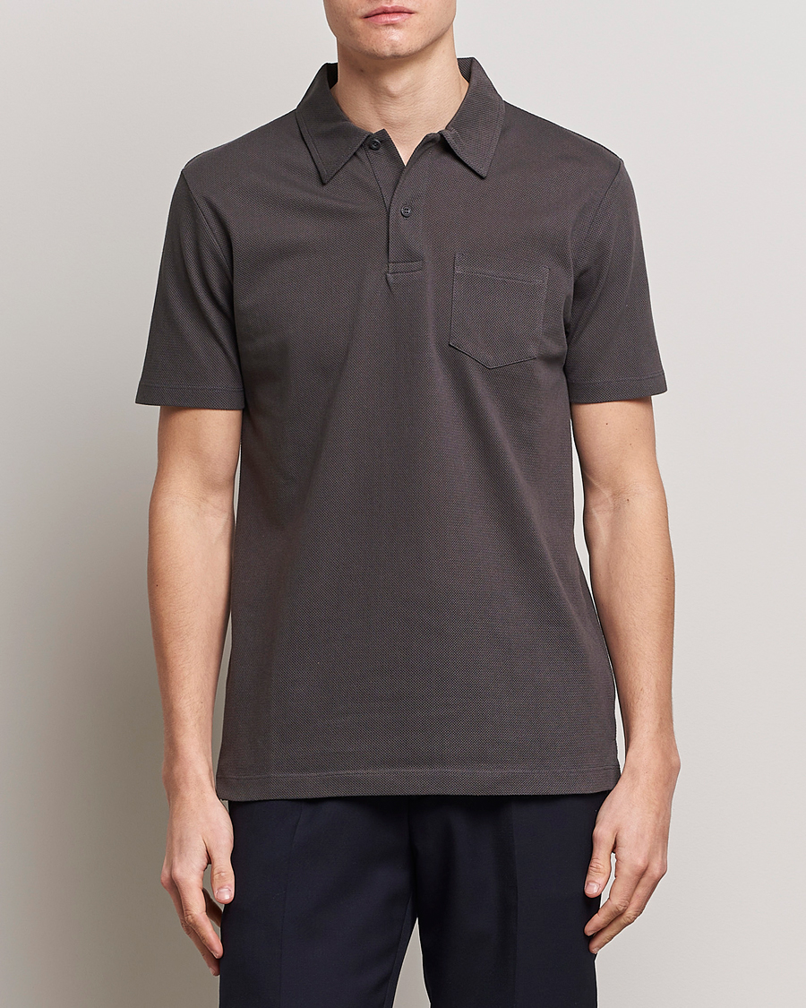 Uomini | Polo | Sunspel | Riviera Polo Shirt Charcoal