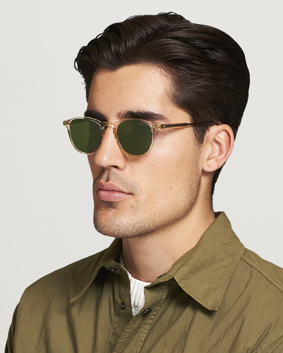 Uomini | Occhiali da sole con montatura rotonda | Garrett Leight | Hampton 46 Sunglasses Pure Green