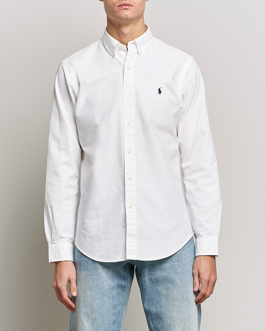 Uomini |  | Polo Ralph Lauren | Custom Fit Garment Dyed Oxford Shirt White