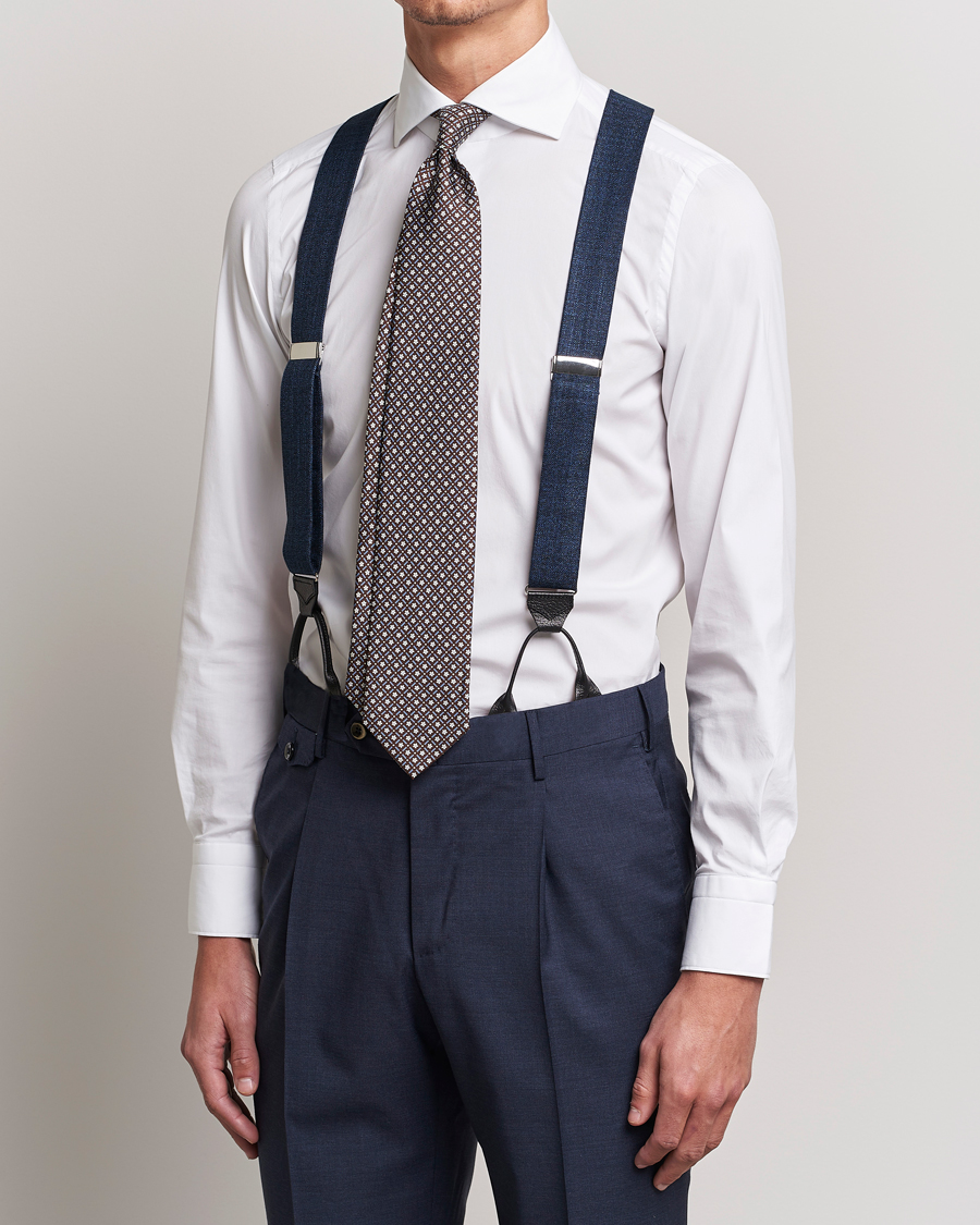 Uomini | Bretelle | Albert Thurston | Hardy Minnis Bamboo Braces 38mm Navy