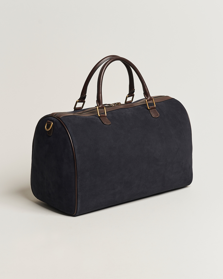 Uomini | Anderson's | Anderson\'s | Boston Suede Weekendbag Navy/Brown