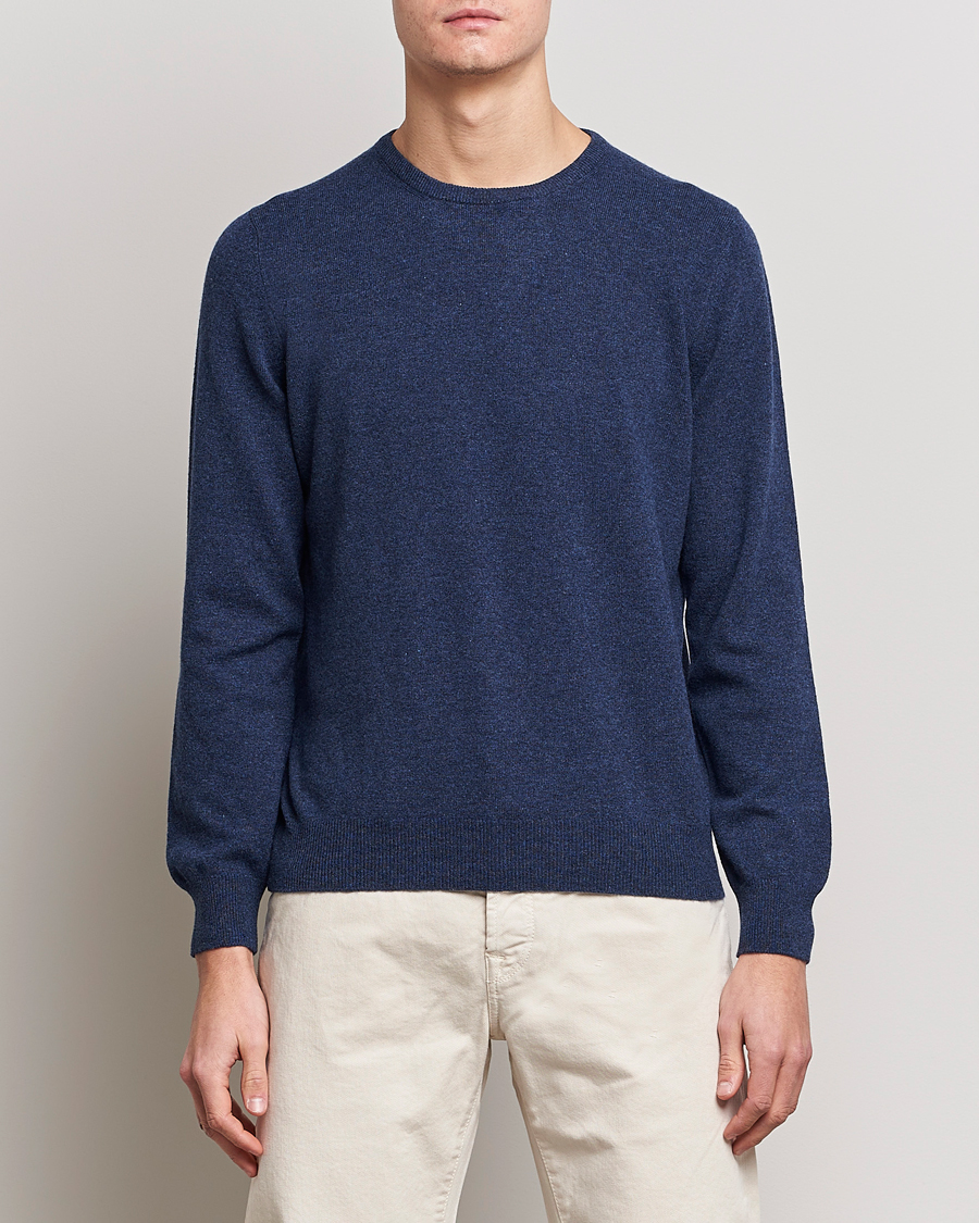 Uomini |  | Gran Sasso | Wool/Cashmere Crew Neck Navy Melange