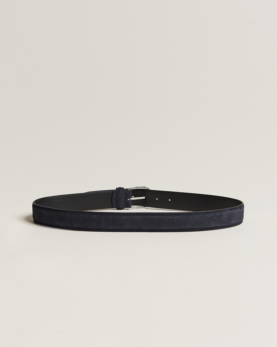 Uomini | Presto disponibile | Anderson\'s | Suede 3,5 cm Belt Navy