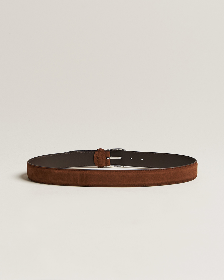 Uomini | Abito scuro | Anderson\'s | Suede 3,5 cm Belt Brown