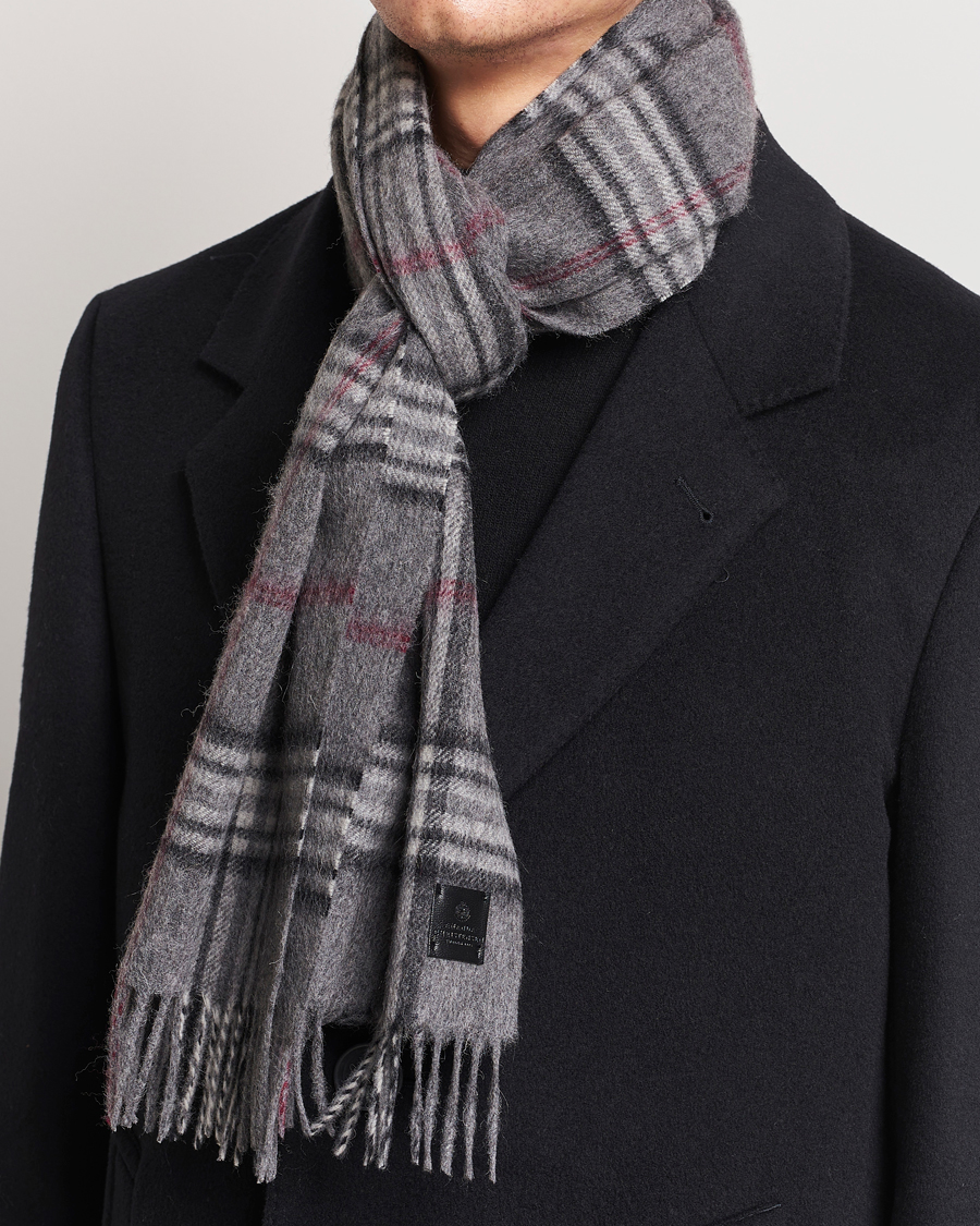 Uomini | Amanda Christensen | Amanda Christensen | Merino Wool Check Scarf Grey