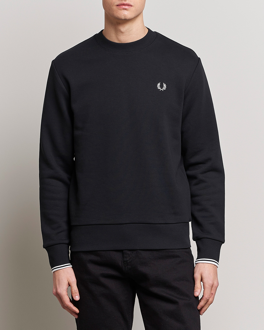 Uomini | Maglieria | Fred Perry | Crew Neck Sweatshirt Black