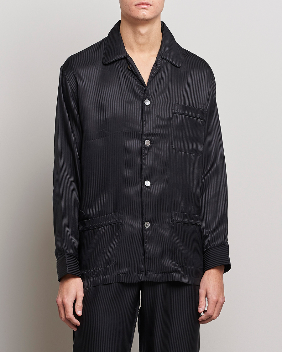 Uomini | Stile di vita | Derek Rose | Striped Silk Pyjama Set Black