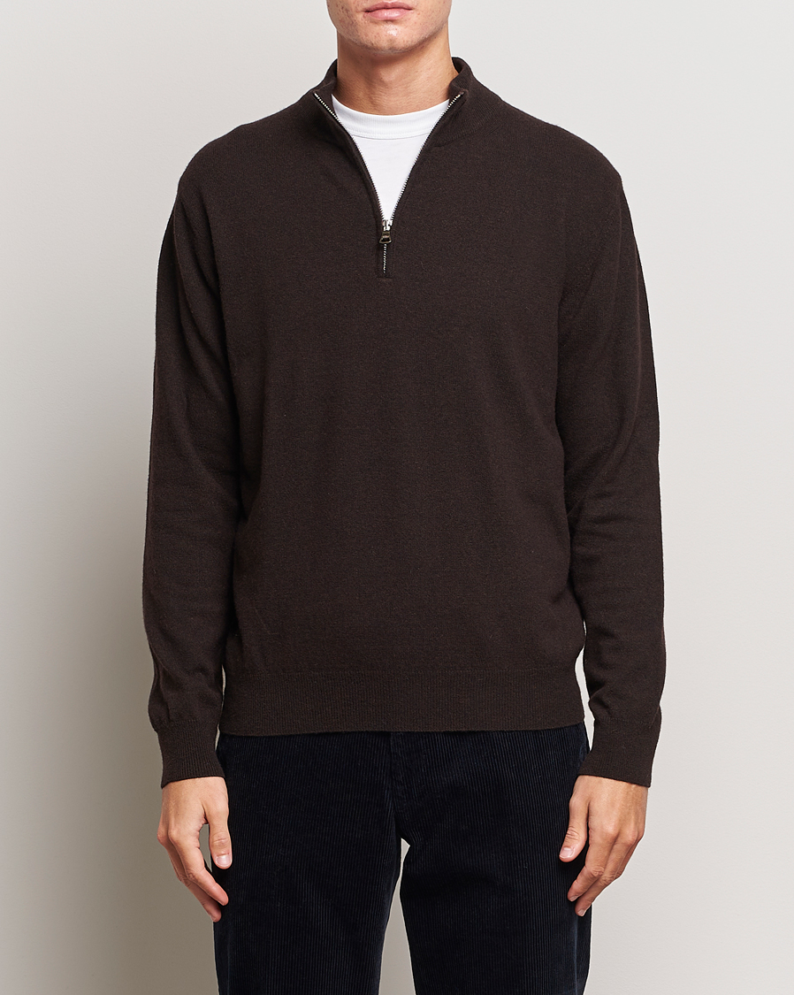 Uomini | Half-zip | Oscar Jacobson | Patton Wool/Cashmere Half Zip Brown