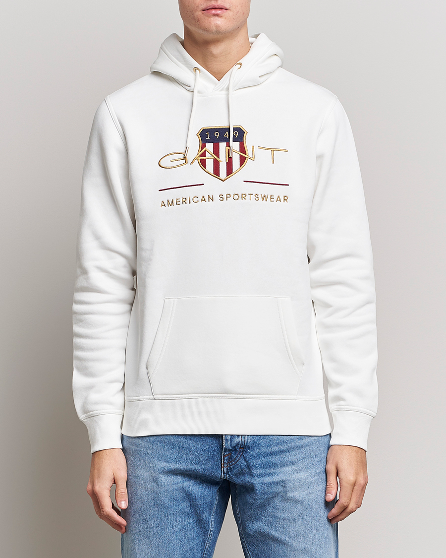 Uomini | Maglieria | GANT | Archive Shield Hoodie Eggshell