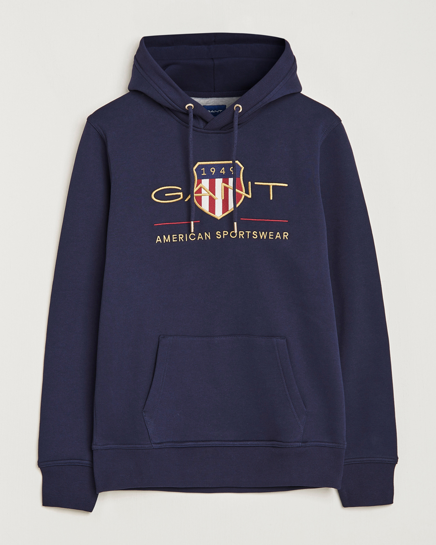 Uomini | Maglieria | GANT | Archive Shield Hoodie Evening Blue