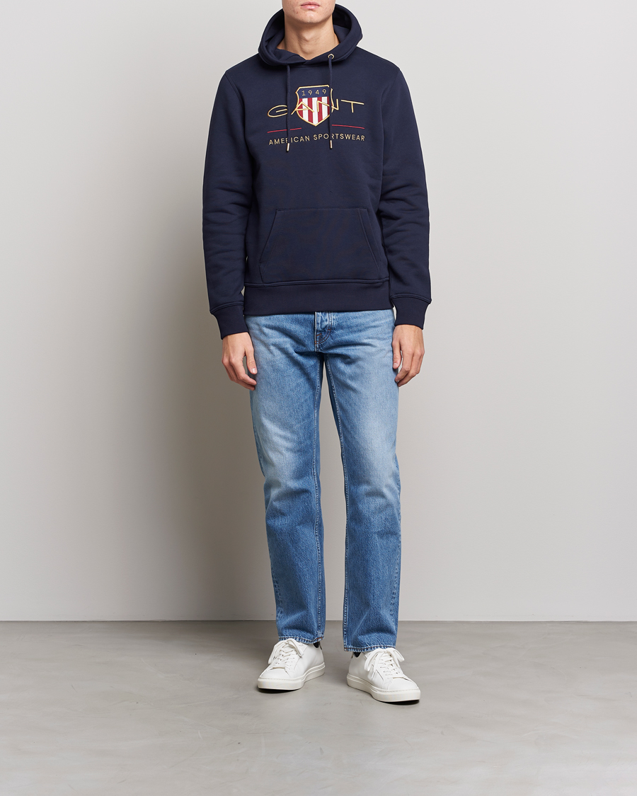 Uomini | Maglieria | GANT | Archive Shield Hoodie Evening Blue