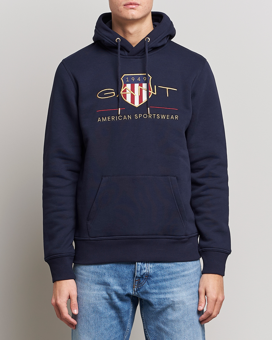 Uomini | Maglieria | GANT | Archive Shield Hoodie Evening Blue
