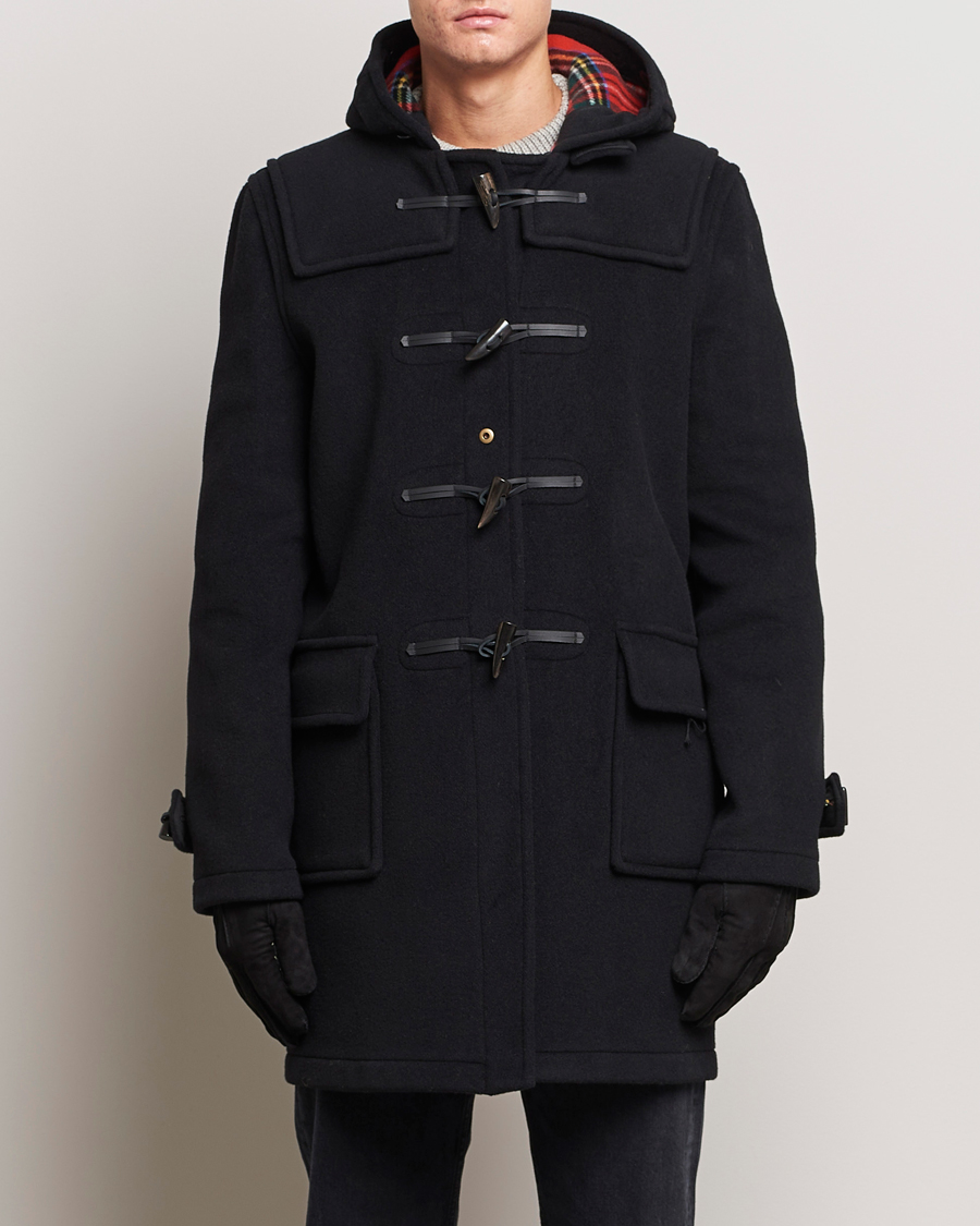 Uomini | Giacche | Gloverall | Morris Duffle Coat Black/Royal Stewart