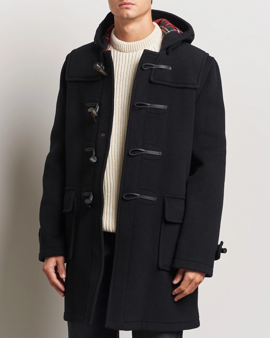 Uomini |  | Gloverall | Morris Duffle Coat Black/Royal Stewart