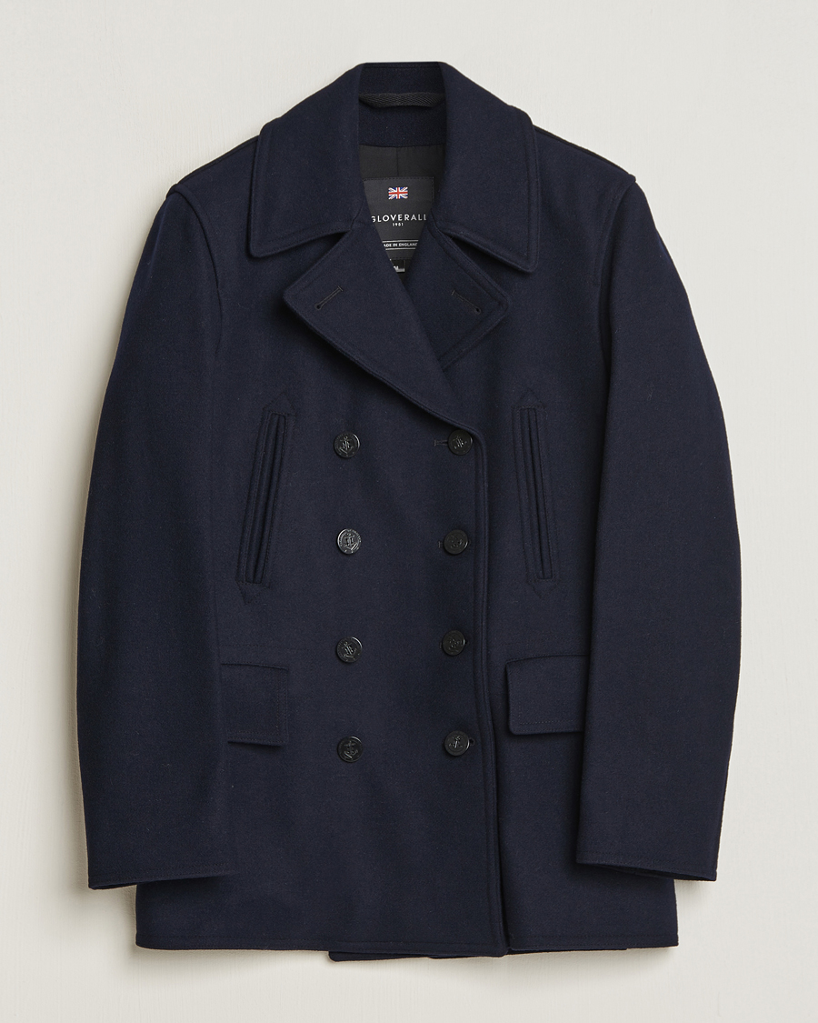 Uomini | Giacche | Gloverall | Churchill Reefer Peacoat Navy