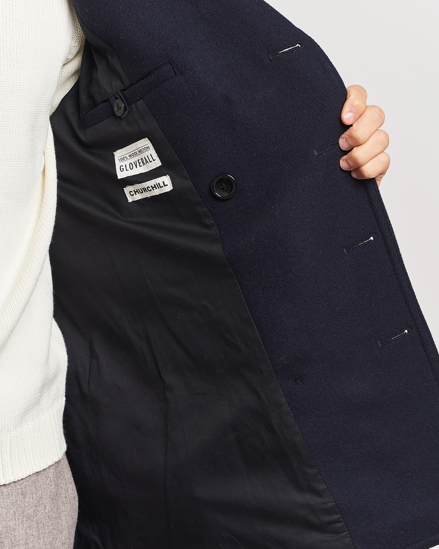 Uomini | Giacche | Gloverall | Churchill Reefer Peacoat Navy
