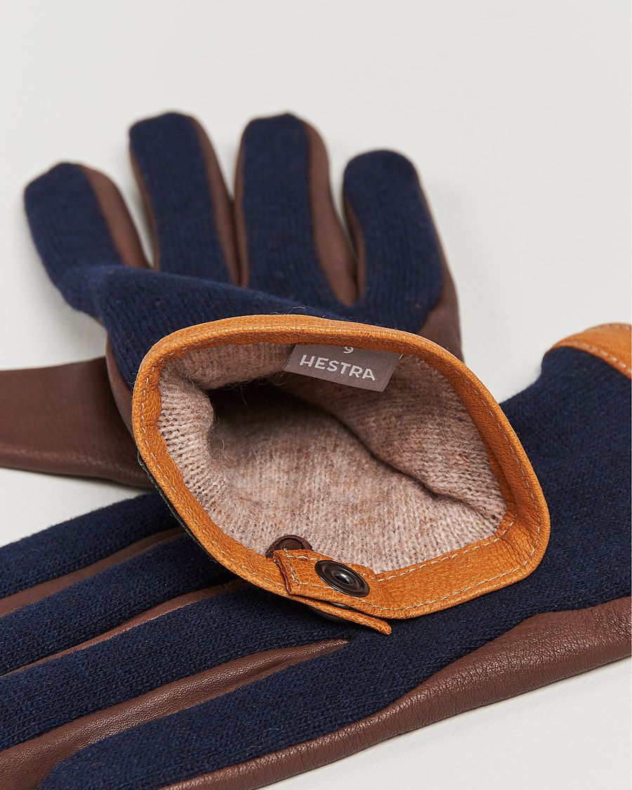 Uomini | Accessori che riscaldano | Hestra | Deerskin Wool Tricot Glove Blue/Brown