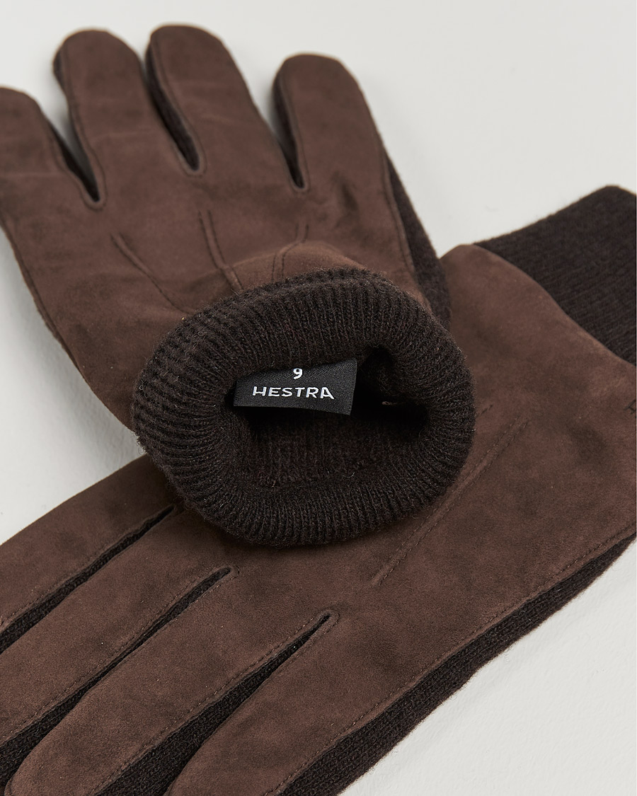 Uomini | Accessori che riscaldano | Hestra | Geoffery Suede Wool Tricot Glove Espresso