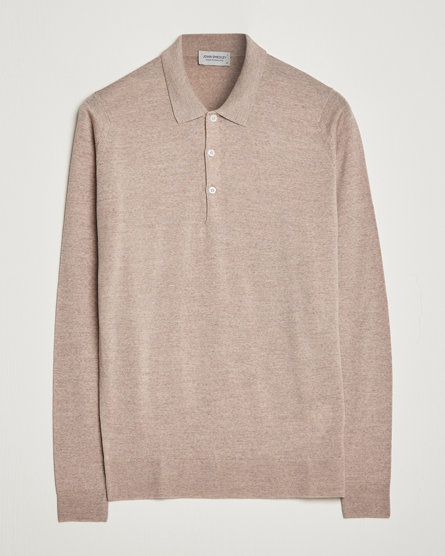 Uomini | Maglieria | John Smedley | Belper Extra Fine Merino Polo Pullover Soft Fawn
