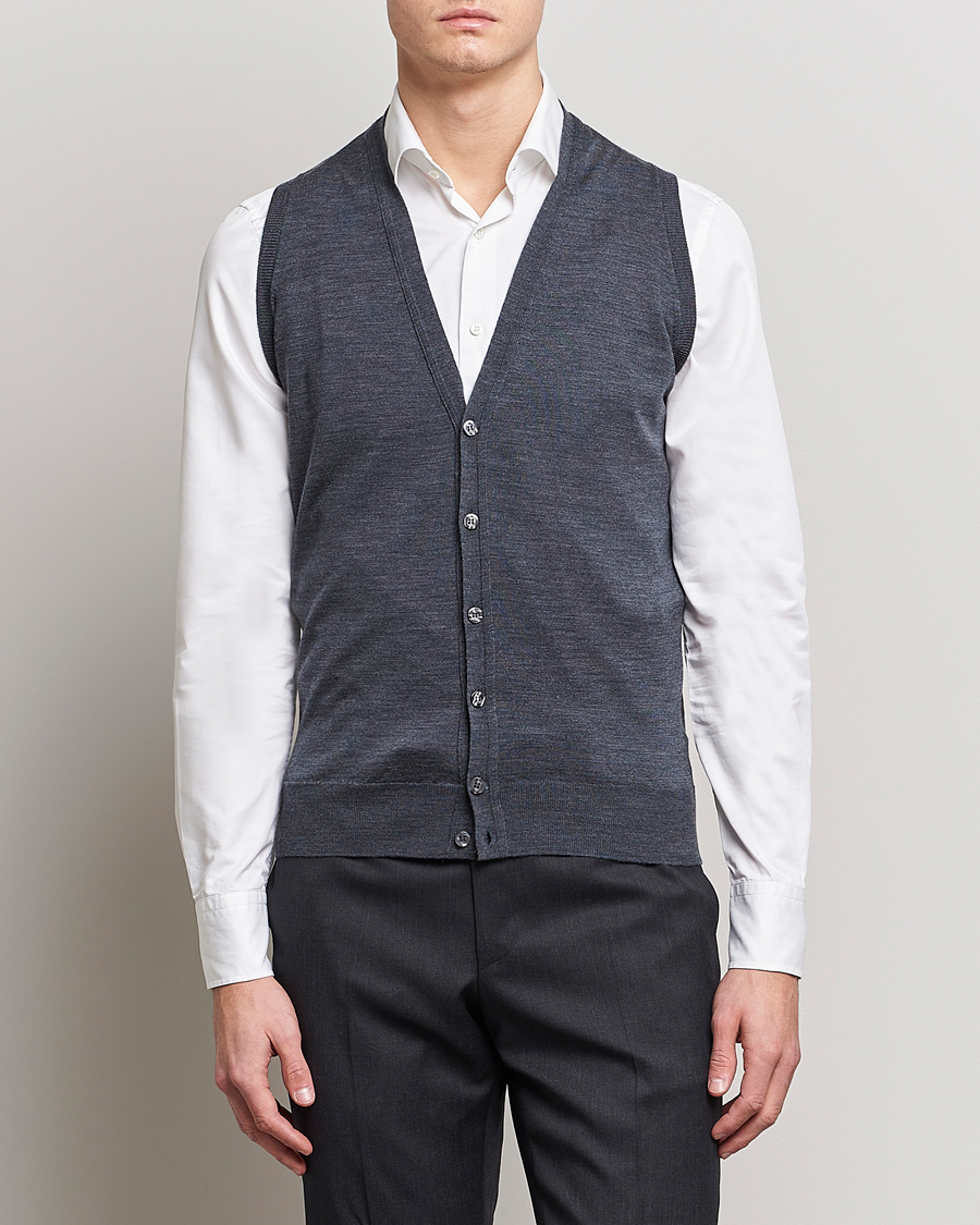 Uomini |  | John Smedley | Huntswood Slim Fit Waistcoat Charcoal