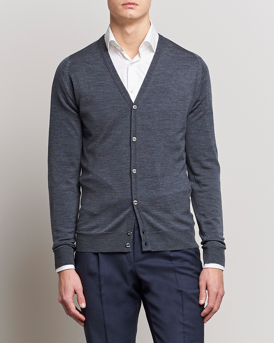 Uomini |  | John Smedley | Petworth Extra Fine Merino Cardigan Charcoal