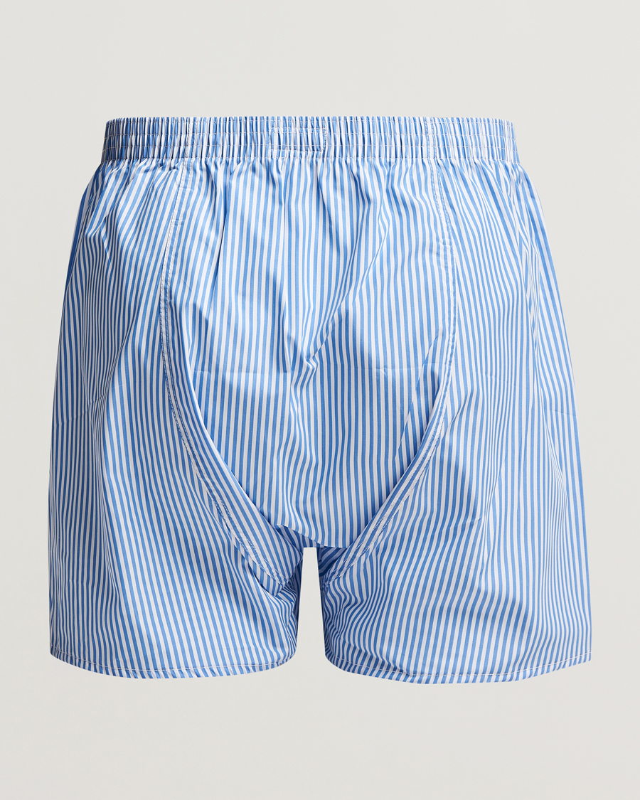 Uomini | Loungewear | Derek Rose | Classic Fit Cotton Boxer Shorts Blue Stripe