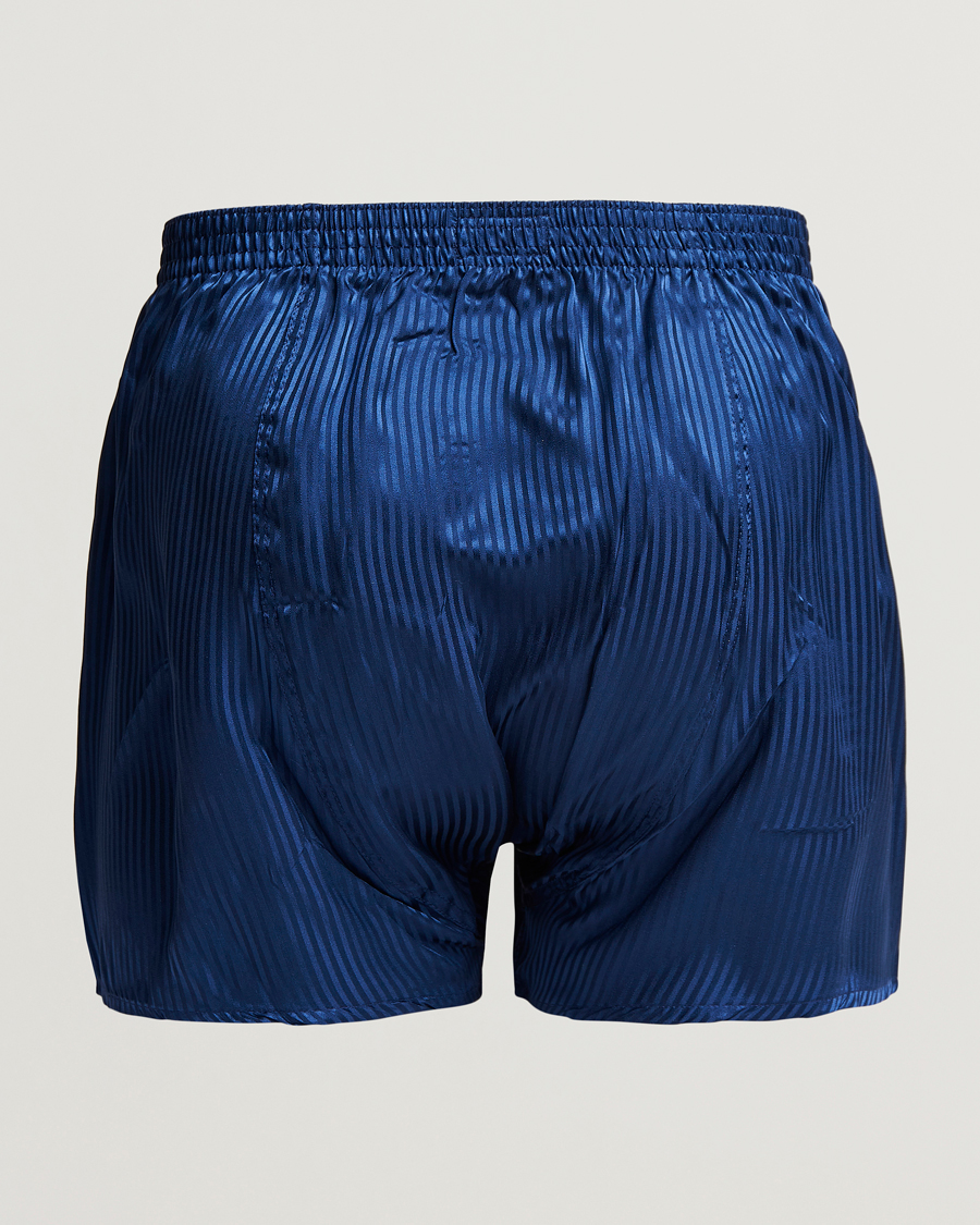 Uomini | Loungewear | Derek Rose | Classic Fit Silk Boxer Shorts Navy