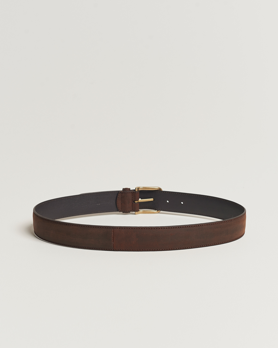 Uomini | Cinture | Crockett & Jones | 3,5 cm Belt Dk Brown Rough-Out Suede