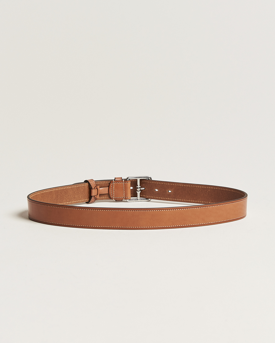 Uomini | Accessori | Anderson\'s | Bridle Stiched 3,5 cm Leather Belt Tan