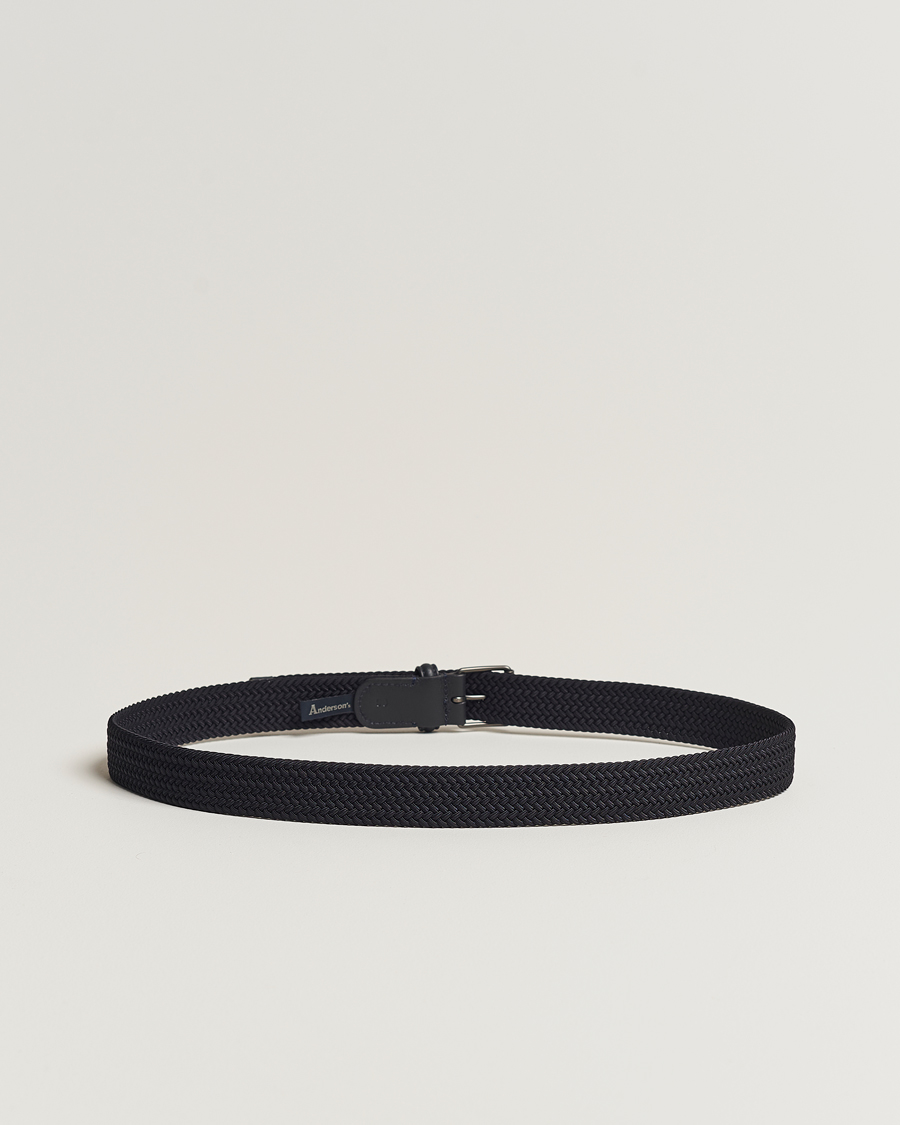 Uomini | Italian Department | Anderson\'s | Elastic Woven 3 cm Belt Navy