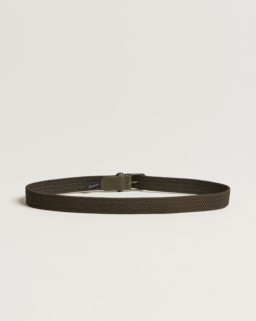 Uomini | Cinture | Anderson\'s | Elastic Woven 3 cm Belt Military Green