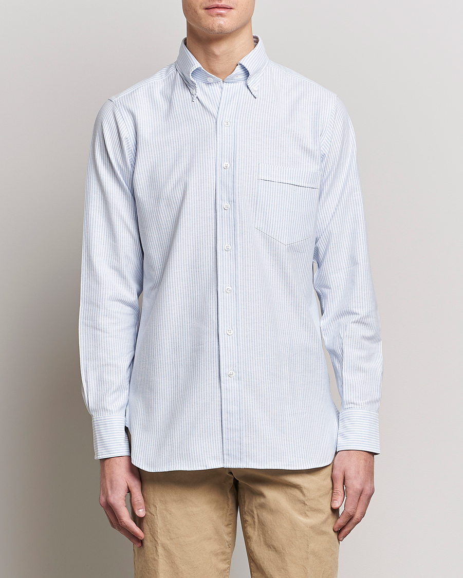 Uomini |  | Drake\'s | Striped Button Down Oxford Shirt Blue