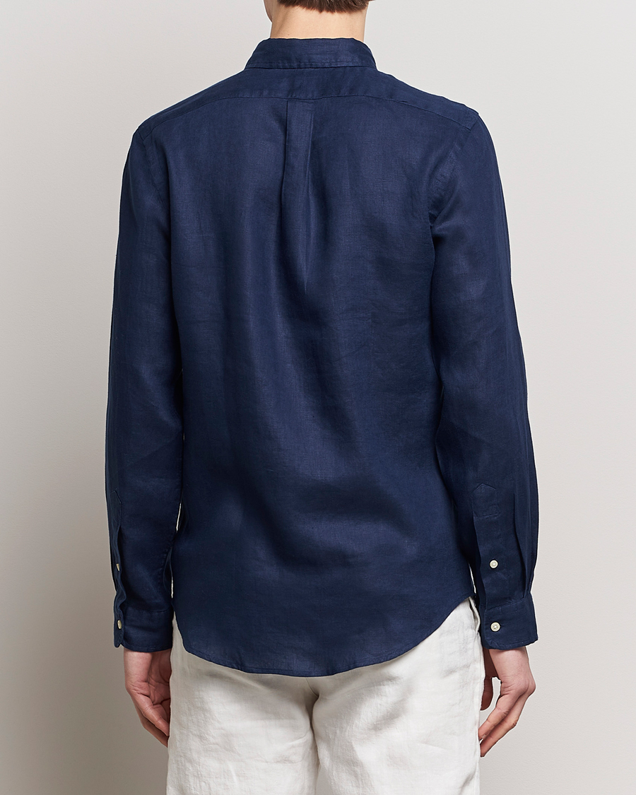 Uomini | Camicie | Polo Ralph Lauren | Slim Fit Linen Button Down Shirt Newport Navy