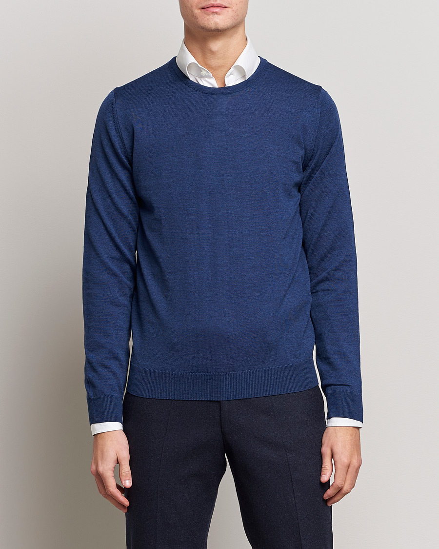 Uomini | Maglie a girocollo | Stenströms | Merino Crew Neck Blue