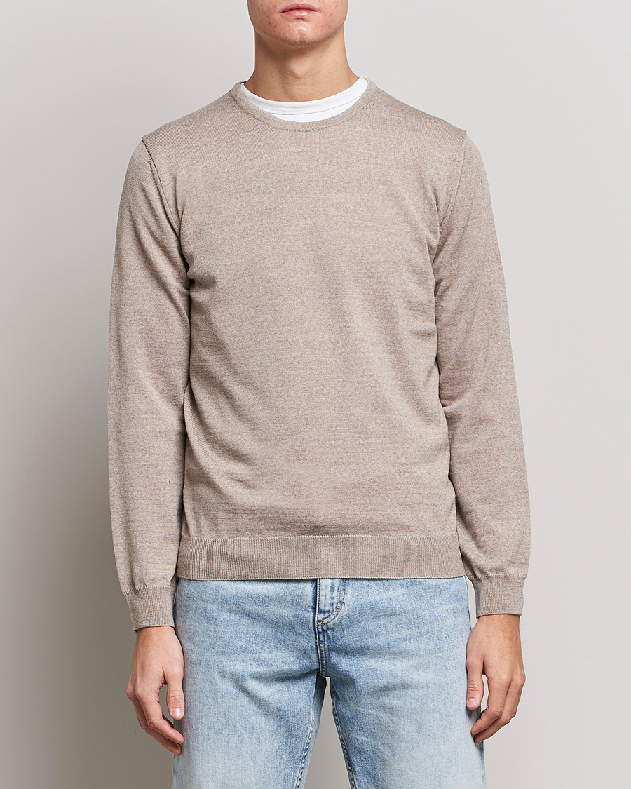 Uomini | Maglie a girocollo | Stenströms | Merino Crew Neck Sand