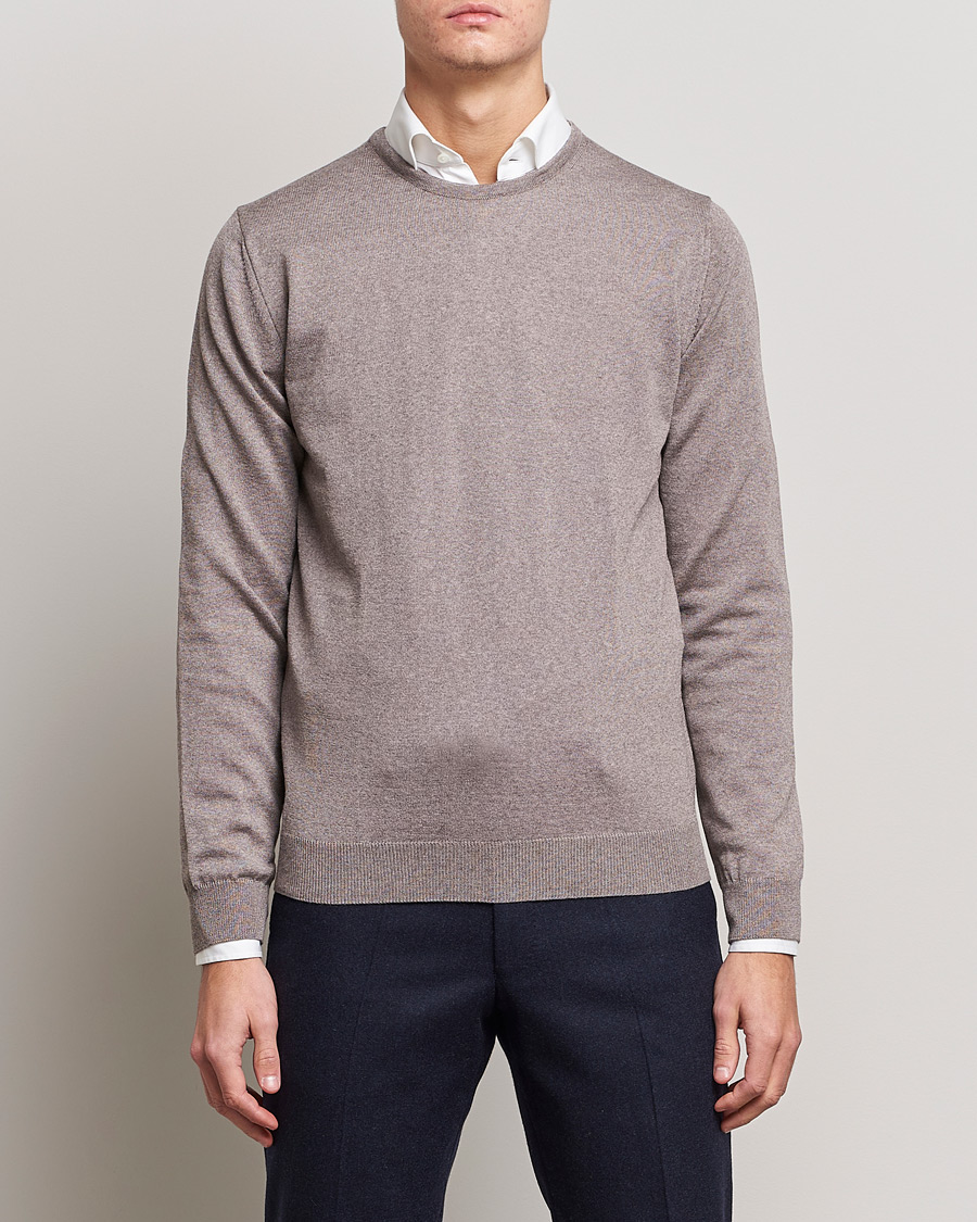 Uomini | Maglie a girocollo | Stenströms | Merino Crew Neck Mud Brown