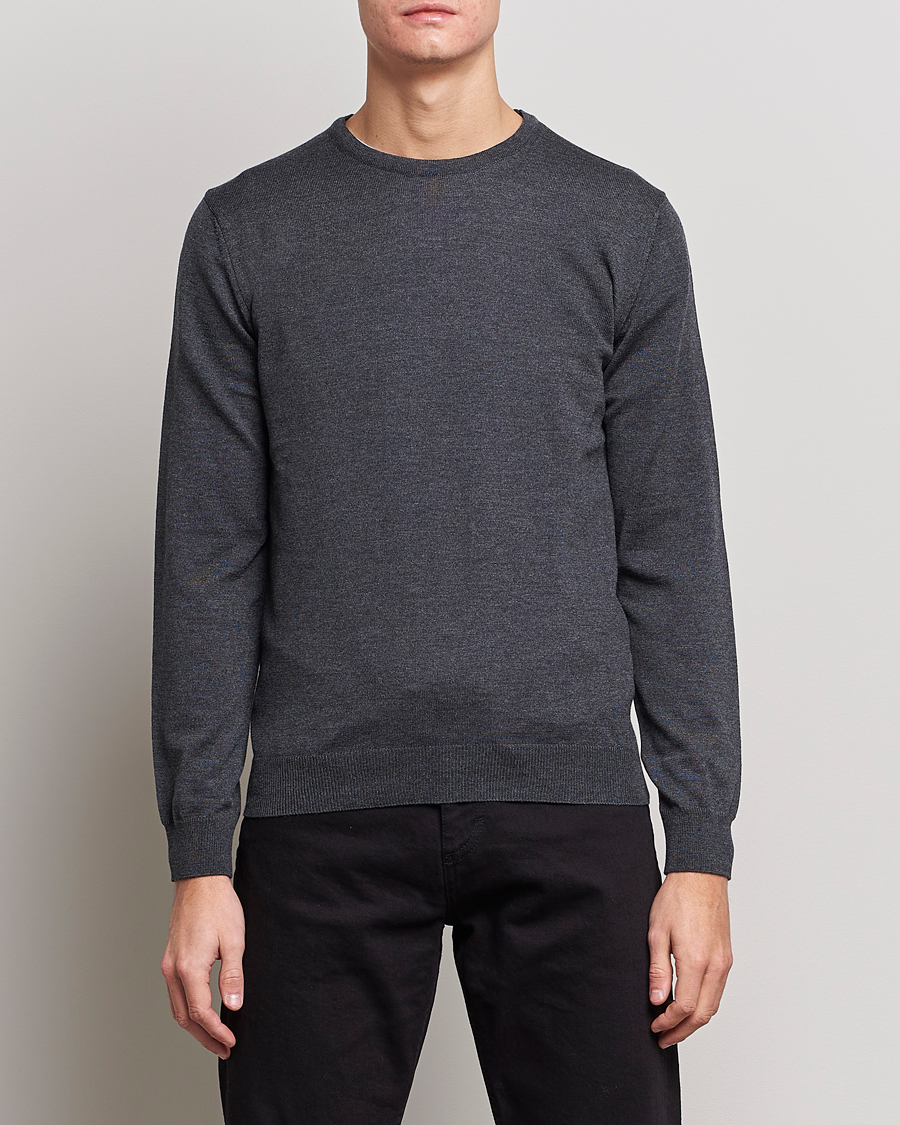 Uomini | Maglie a girocollo | Stenströms | Merino Crew Neck Anthracite