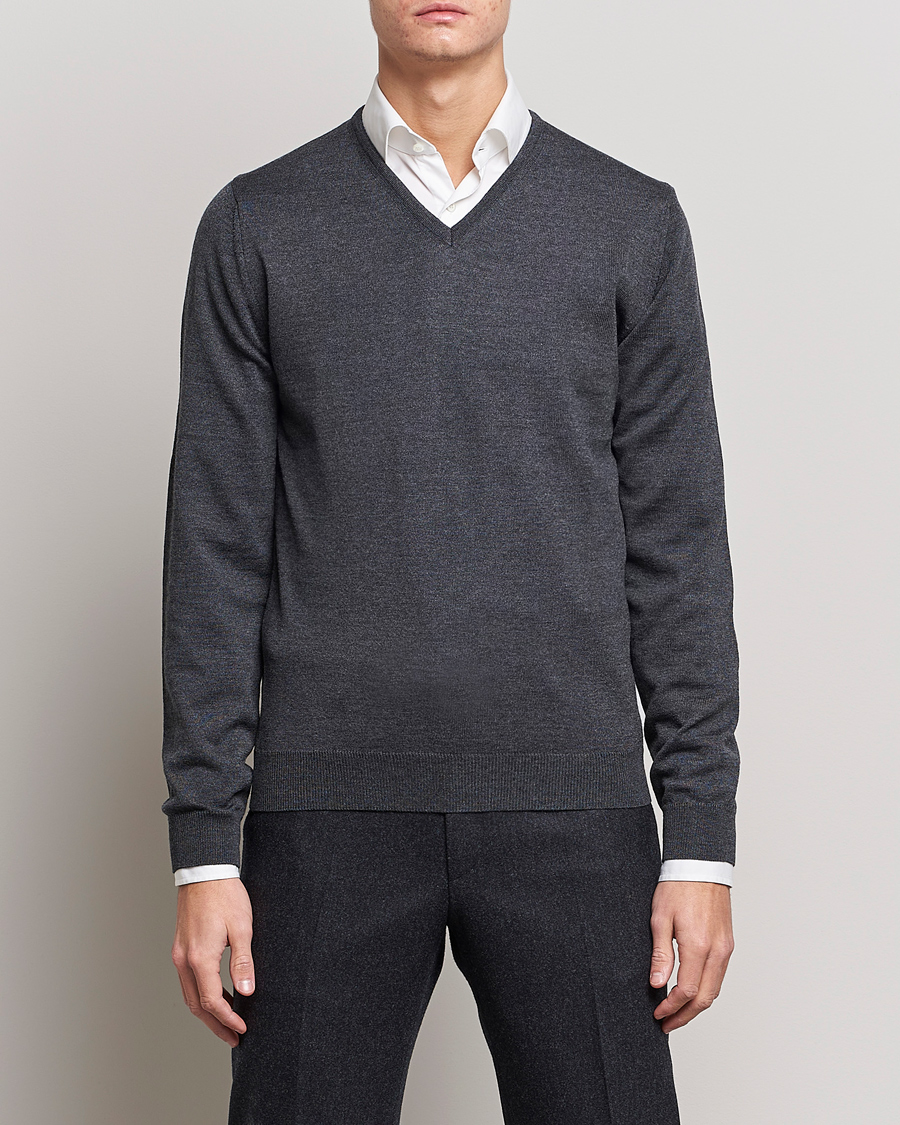 Uomini |  | Stenströms | Merino V-Neck Anthracite